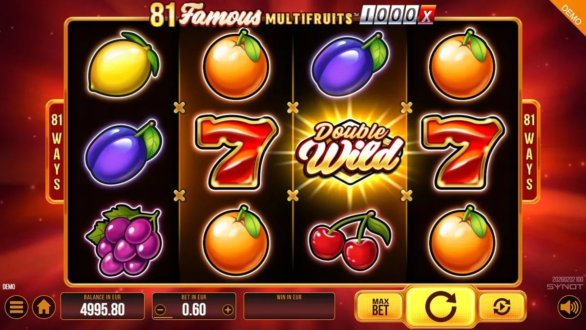De Double Wild licht op tussen twee rode zevens op de middelste rollen — het enige echte accent dat dit spel te bieden heeft, en meteen het moment waarop je hoopt op een verdubbeling.