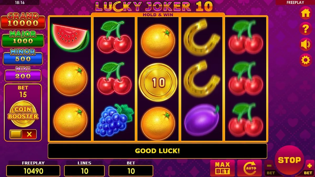 Daar valt de muntjes: een gouden collector met waarde 10 midden op de rollen — het startsein voor de Hold &amp; Win-respins waarin de munten blijven plakken.